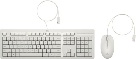 HP HP 225 Wired Mouse and Keyboard Combo Cashmere White QWERTY