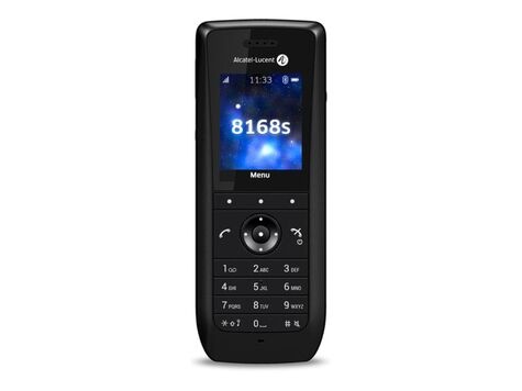 Alcatel-Lucent 8168s WLAN Handset includes set, battery, belt clip, regulatory sheet