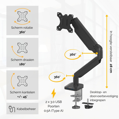 Fellowes PLATINUM SERIES SINGLE MONITOR ARM BLACK