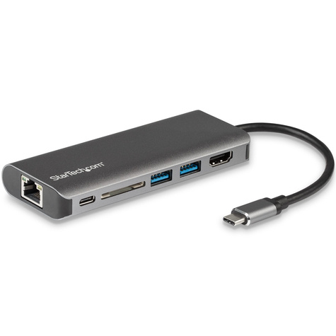 STARTECH USB-C multiport adapter met SD kaartlezer - Power Delivery - 4K HDMI - GbE - 2 x USB 3.0 - USB-C hub