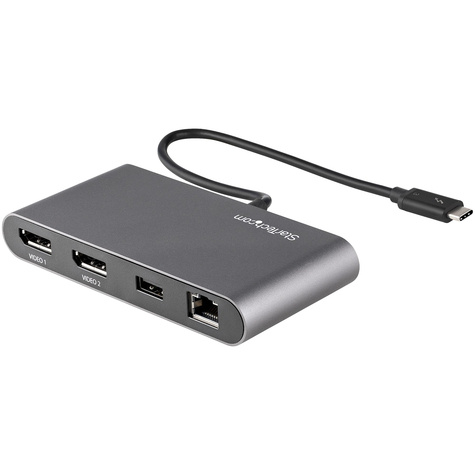 STARTECH Thunderbolt 3 Dock - Mini Dual Monitor TB3 Docking Station met DisplayPort 4K 60Hz - Single 5K - 1x USB-A (3.2)  GbE - 28cm kabel - Laptop Multiport Adapter - Mac/Windows (TB3DKM2DPL)