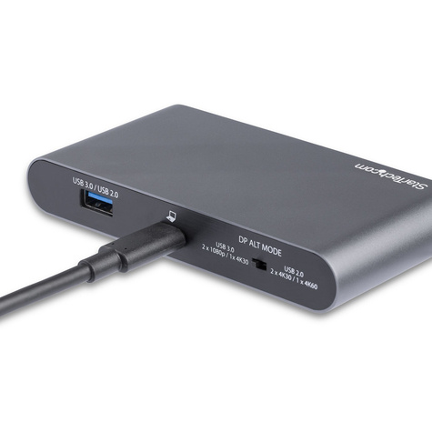 STARTECH STARTECH USB C Dock, 4K Dual Monitor DisplayPort, Mini Laptop Docking Station, 100W Power Delivery Passthrough, GbE, 2-Port USB-A Hub, USB Type-C Multiport Adapter 3.3' Cable, Dual DP - Portable USB-C Dock (DK30C2DAGPD) - Dockingstation - USB-C - 2 x DP - 1GbE - v