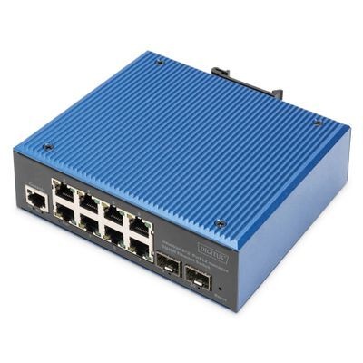 DIGITUS 8-Port Gigabit Industrial Switch L2 managed + 2 SFP Uplink