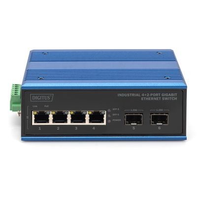 DIGITUS Industriële 4+2-poorts Gigabit Ethernet-switch
