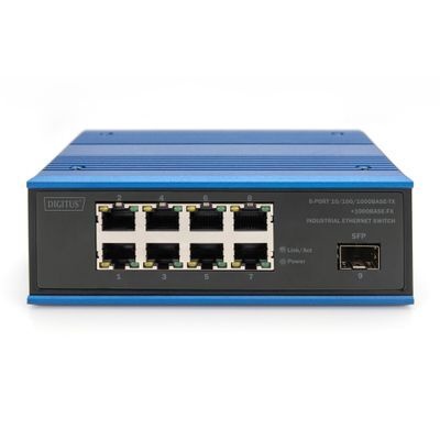 DIGITUS DIGITUS Industrial Ethernet Switch - 9 Ports - 8x Base-Tx (10/100/1000) - 1x Base-Sx (1000) SFP - PoE