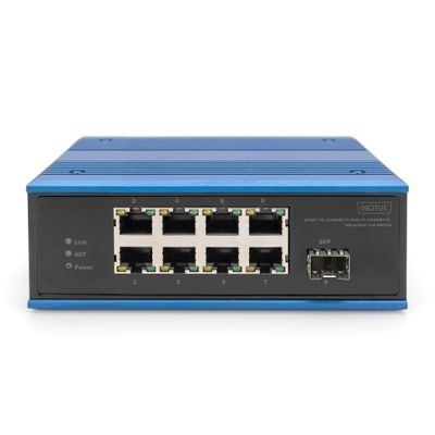 DIGITUS Industrial Ethernet Switch - 9 Ports - 8x Base-Tx (10/100) - 1x Base-Fx (100) SFP - PoE