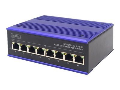 DIGITUS 8-poorts Fast Ethernet-netwerk PoE-switch, industrieel, onbeheerd