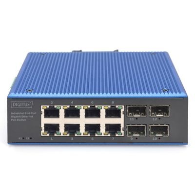 DIGITUS Switch Digitus Gigabit Ethernet PoE Industrial 8+4
