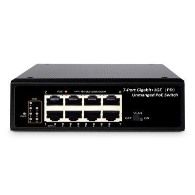 DIGITUS 7-Port Gigabit Industrie PoE Switch + 1 PD-Port