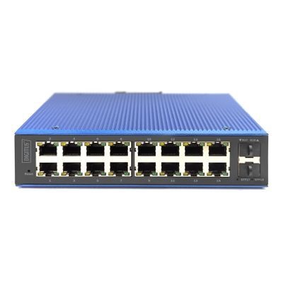 DIGITUS Industriële 16+2-poorts L2 beheerde Gigabit Ethernet PoE-schakelaar