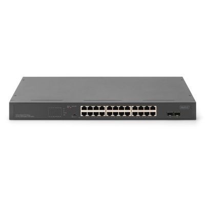 DIGITUS DIGITUS 24-poorts Gigabit Netwerkswitch, 19 inch, unmanaged, 2 Uplink Ports, SFP