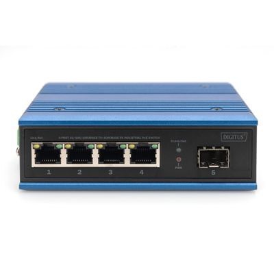 DIGITUS Industrial Ethernet Switch - 5 Ports - 4x Base-Tx (10/100/1000) - 1x Base-Fx (1000) SFP - PoE
