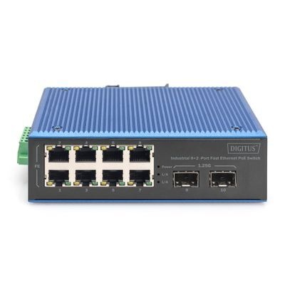 DIGITUS Switch Digitus Fast Ethernet PoE Industrial 8+2