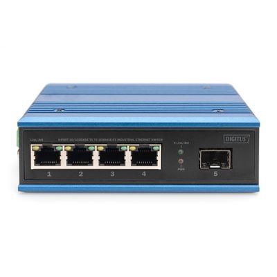 DIGITUS DIGITUS Industrial Ethernet Switch - 5 Ports - 4x Base-Tx (10/100) - 1x Base-Fx (100) SFP - PoE