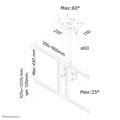 Neomounts Flat Screen Ceiling Mount (Height: 64-104 cm)