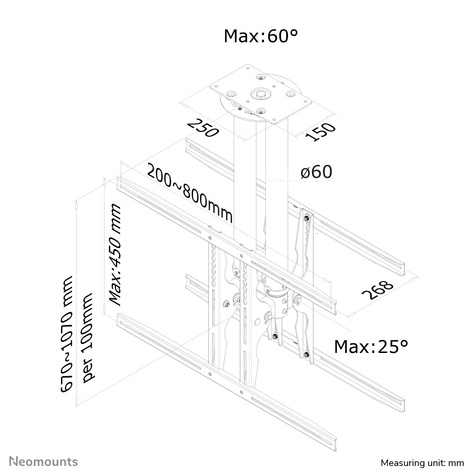 Neomounts Flat Screen Ceiling Mount (Height: 64-104 cm)