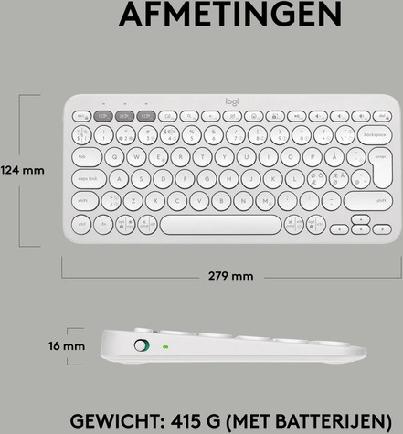 Logitech Pebble Keys 2 K380s - Toetsenbord - draadloos - Bluetooth LE - QWERTY - VS internationaal - wit getint