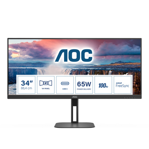 AOC AOC LED-Display U34V5C/BK - 86.4 cm (34") - 3440 x 1440 WQHD