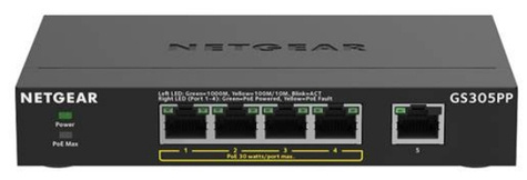 Netgear 5PT POE/POE+GIGE UNMANAGED SWITCH GS30