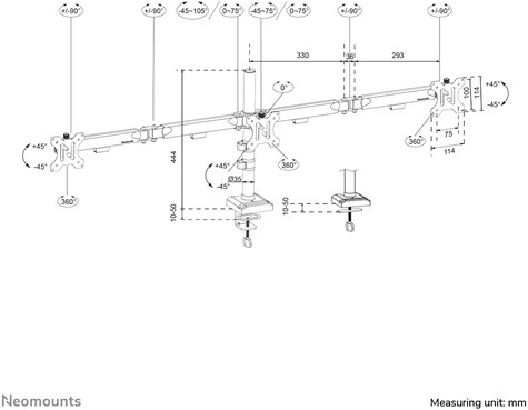 Neomounts TIS 10"-32" 3TFT 4 Gewricht zwart Max.6KG