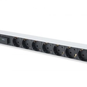 DIGITUS DIGITUS Stekkerdoos met aluminium profiel en schakelaar, 7-voudige contactdoos met randaarde, 2 m kabel met randaarde stekker
