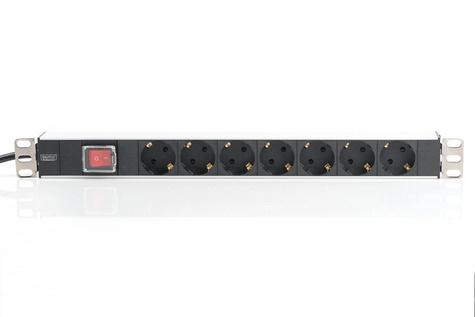 DIGITUS Stekkerdoos 7-voudig schakelaar Alu 2m voedingskabel