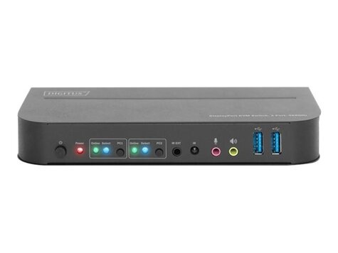 DIGITUS DIGITUS KVM-switch, 2-poorts, 4K60Hz, 2 x DP in, 1 x DP/HDMI uit
