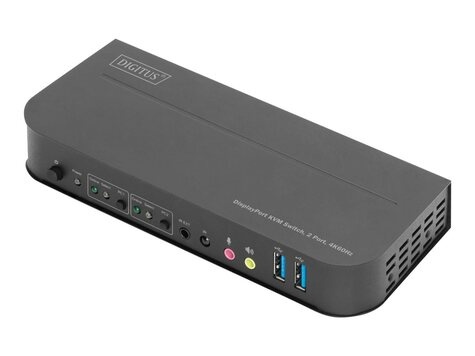 DIGITUS KVM-switch, 2-poorts, 4K60Hz, 2 x DP in, 1 x DP/HDMI uit