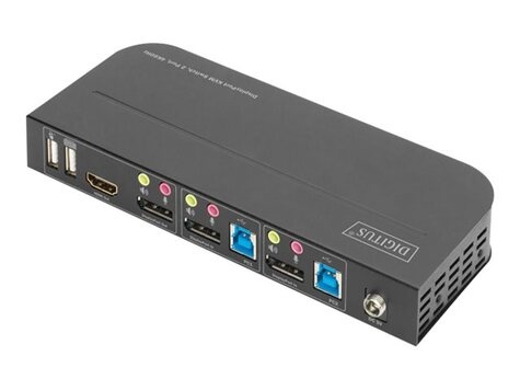 DIGITUS KVM-switch, 2-poorts, 4K60Hz, 2 x DP in, 1 x DP/HDMI uit