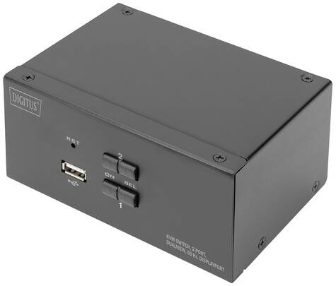 DIGITUS DIGITUS KVM Switch, 2-Port, 4K60Hz, 4xDP in,2xUSB-B,2xAudio
