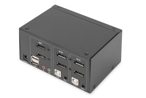 DIGITUS KVM Switch, 2-Port, 4K60Hz, 4xDP in,2xUSB-B,2xAudio