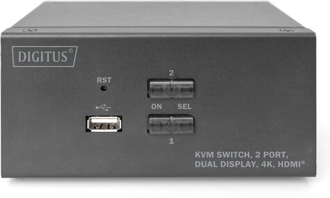 DIGITUS DIGITUS KVM-schakelaar, 2 poorten, dubbel scherm, 4K, HDMI®