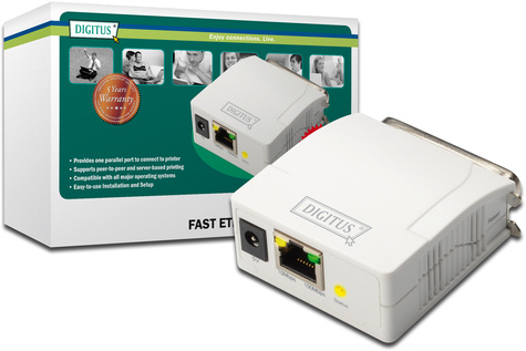 DIGITUS Fast Ethernet Print Server - Parallel