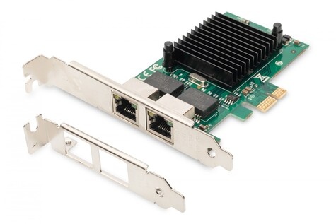 DIGITUS DIGITUS 2-poorts Gigabit Ethernet-netwerkkaart, RJ45, PCI Express, Intel-chipset