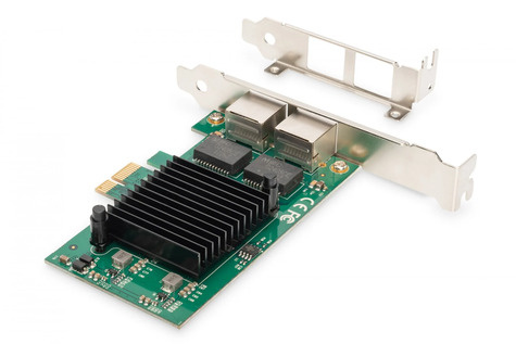 DIGITUS 2-poorts Gigabit Ethernet-netwerkkaart, RJ45, PCI Express, Intel-chipset
