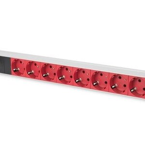 DIGITUS DIGITUS Professional Stekkerdoos met aluminium profiel en voorzekering, 8-voudige contactdoos met randaarde, 2 m netsnoer IEC C14 stekker