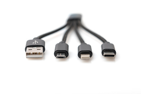 DIGITUS DIGITUS 3-in-1 oplaadkabel USB A, Lightning, Micro USB, USB-C