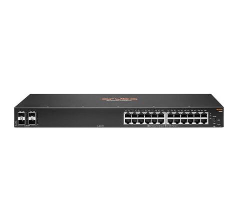 HPE Aruba 6100 24G 4SFP+ Switch - Switch - Beheerd - 24 x 10/100/1000 + 4 x 1 Gigabit / 10 Gigabit SFP+ - luchtstroom van zijkant naar zijkant - rack-uitvoering