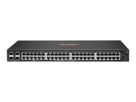 HPE Aruba 6100 48G 4SFP+ Switch - Switch - Beheerd - 48 x 10/100/1000 + 4 x 1 Gigabit / 10 Gigabit SFP+ - luchtstroom van zijkant naar zijkant - rack-uitvoering
