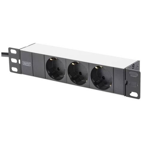 DIGITUS DIGITUS Stekkerdoos met aluminium profiel, 3-voudige contactdoos met randaarde, 2 m kabel met randaarde stekker