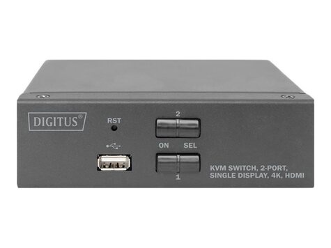 DIGITUS KVM-schakelaar, 2 poorten, enkel scherm, 4K, HDMI®