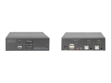 DIGITUS DIGITUS KVM-schakelaar, 2 poorten, enkel scherm, 4K, HDMI®