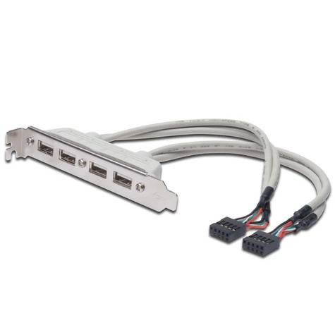 DIGITUS Slot uitbreiding 4xUSB/A -> IDC 2x10Pin Bu/Bu 0,25m Polybeutel