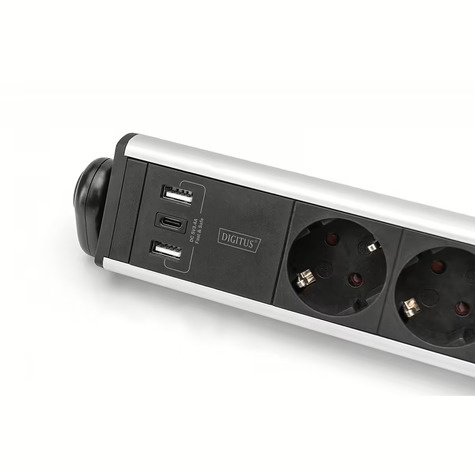 DIGITUS 6-voudige Office-stekkerdoos met 3 USB-aansluitingen