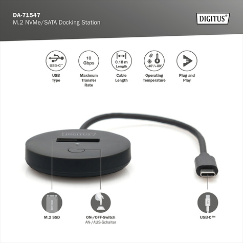 DIGITUS DockingStation USB-C voor M.2 NVMe/SATA SSD