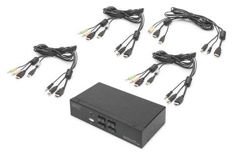 DIGITUS DS-12880 - KVM / audio / USB switch - 4 ports