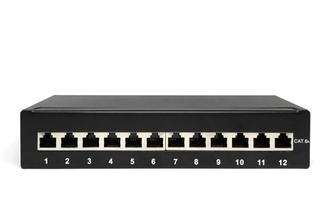 DIGITUS Desktop CAT 6A, klasse EA patchpaneel, afgeschermd, zwart