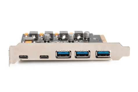 DIGITUS PCIe-kaart 2x USB-C + 3x USB-A