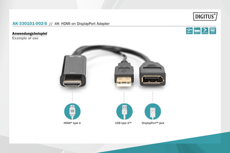 DIGITUS 4K HDMI adapter - HDMI naar DisplayPort