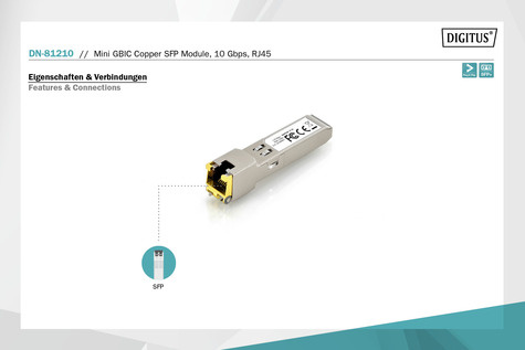 DIGITUS Mini GBIC koper SFP module, 10 Gbps, RJ45